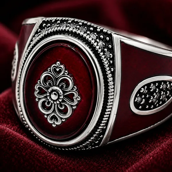 Mak_Luxe_925_Streling_Silver_Royal_Crimson_Crest_Men’s_Statement_Ring