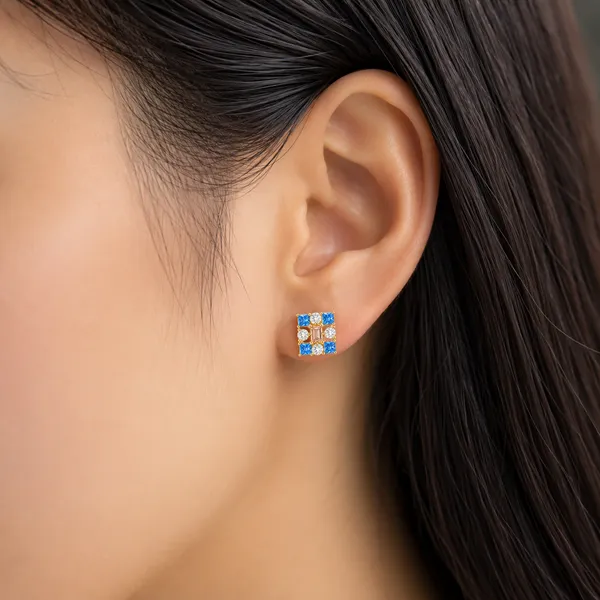 Mak_Luxe_925_SILVER_Sterling_Regal_Diamond_Mosaic_Stud_Earrings