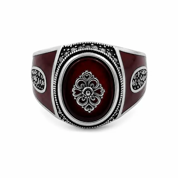 Mak_Luxe_925_Streling_Silver_Royal_Crimson_Crest_Men’s_Statement_Ring