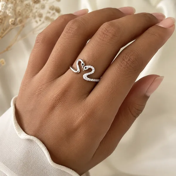 Mak_Luxe_925_Sterling_Silver_Eternal_Swan_Love_Sparkle_925_Sterling_Silver_Open_Ring
