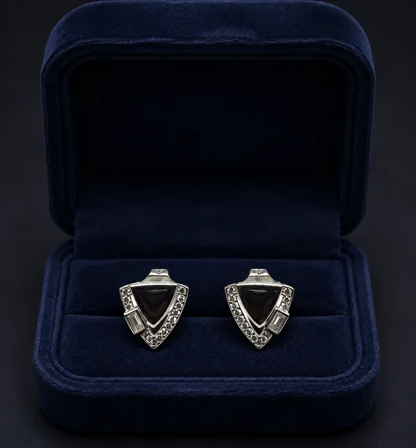 Mak_Luxe_925_SILVER_Sterling_Midnight_Onyx_Shield_Diamond_Stud_Earring
