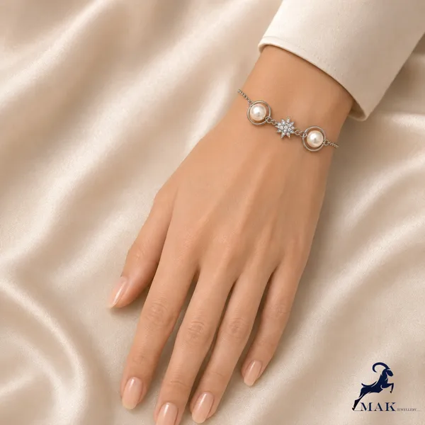 Mak_Luxe_925_Sterling_Silver_Pearl_&_Star_Bracelet_for_Women
