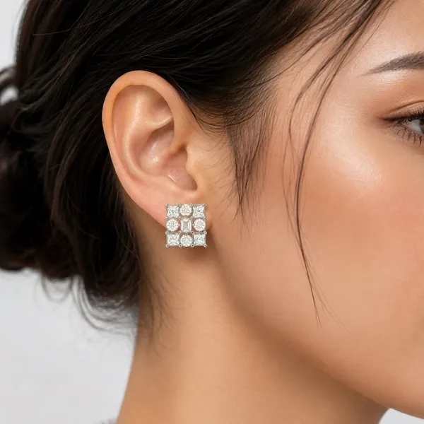 Mak_Luxe_925_SILVER_Sterling_Silver_Mosaic_Diamond_Stud_Earrings