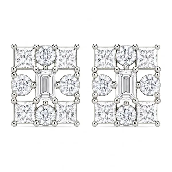 Mak_Luxe_925_SILVER_Sterling_Silver_Mosaic_Diamond_Stud_Earrings