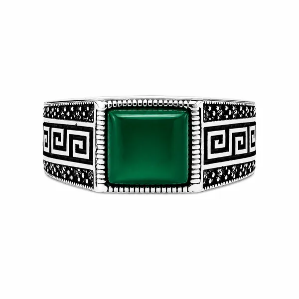 Mak_Luxe_925_Streling_Silver_Royal_Emerald_Greek_Key_Men’s_Statement_Ring