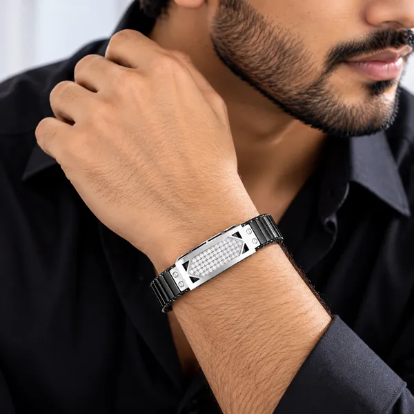 Diamond-Studded_Black_Link_Bracelet_