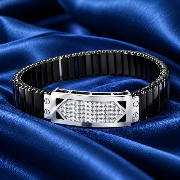 Diamond-Studded_Black_Link_Bracelet_