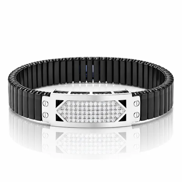 Diamond-Studded_Black_Link_Bracelet_