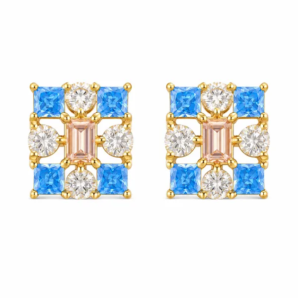Mak_Luxe_925_SILVER_Sterling_Regal_Diamond_Mosaic_Stud_Earrings