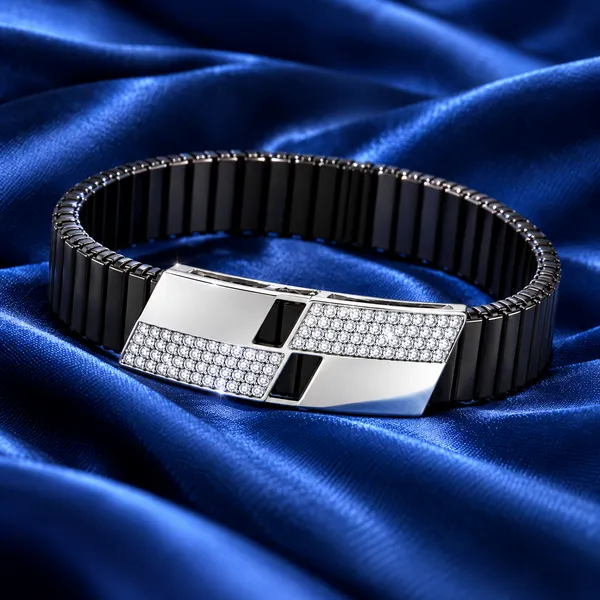 Elegant_Black_Segmented_Bracelet_with_Crystal_Clasp