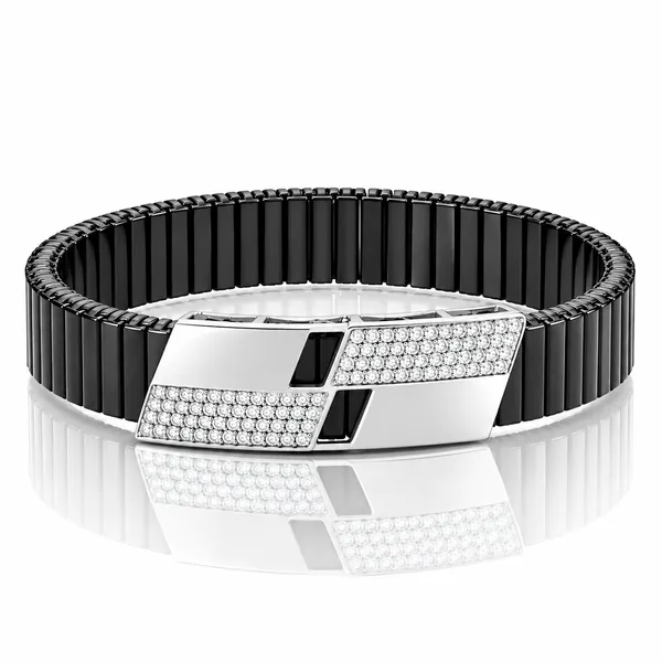 Elegant_Black_Segmented_Bracelet_with_Crystal_Clasp