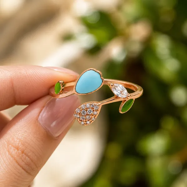 Mak_Luxe_925_Sterling_Silver_Ocean_Heart_&_Crystal_Leaves_Rose_Gold_925_Sterling_Silver_Ring