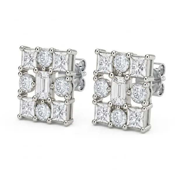 Mak_Luxe_925_SILVER_Sterling_Silver_Mosaic_Diamond_Stud_Earrings