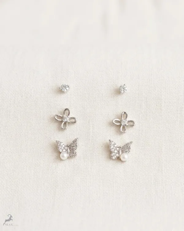 Mak_Luxe_925_SILVER_Sterling_Enchanted_Butterfly_&_Blossom_925_Sterling_Silver_Stud_Earrings_Set