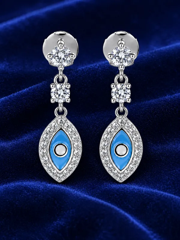 MAK_LUXE_925_Sterling_Silver_Blue_Evil_Eye_Drop_Earrings_for_Women_|_CZ_Studded_Elegant_Dangle_Earrings