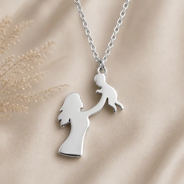 Mak_Luxe_925_Sterling_Silver_Forever_in_Her_Arms_Mother_&_Baby_Silver_Pendent_With_Chain