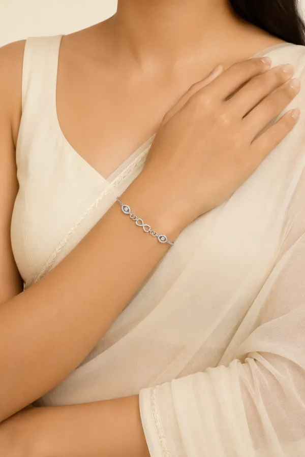 MAK_LUXE_925_Sterling_Silver_Infinity_Bracelet_for_Women_|_Crystal_Studded_Elegant_Chain_Bracelet