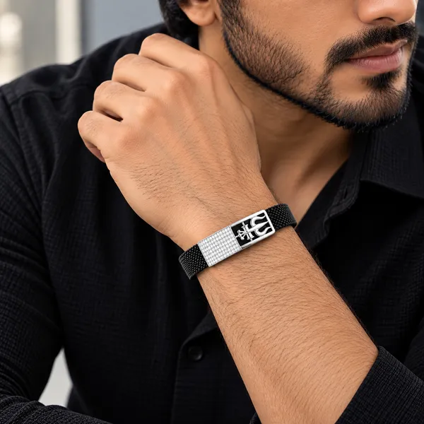 Luxury_Black_Mesh_Diamond_Clasp_Bracelet