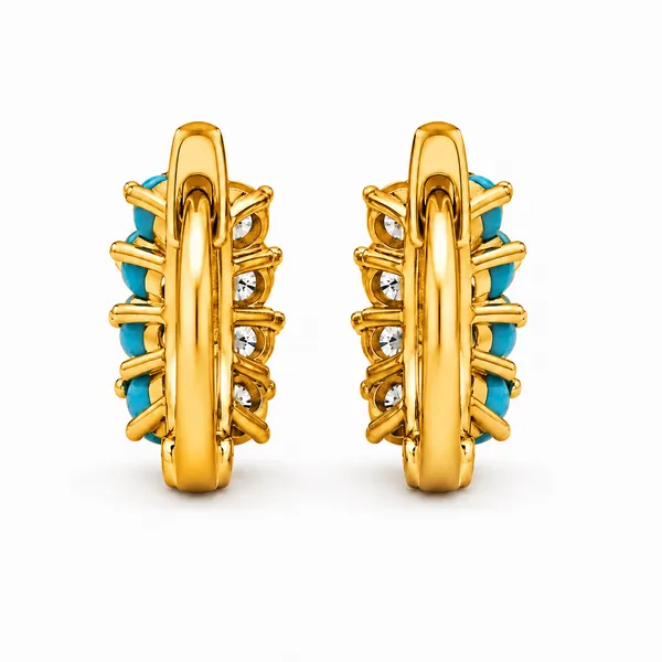 Mak_Luxe_925_Steling_Silver_Celestial_Turquoise_&_Diamond_Dual_Row_Hoop_Earrings