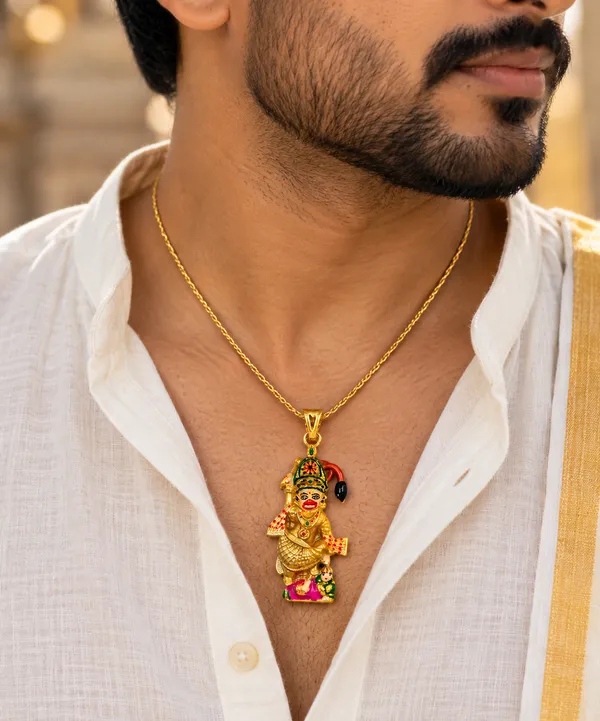 MAK_LUXE_925_Silver_Divine_Lord_Hanuman_Ji_Gold_Plated_Pendant_for_Men