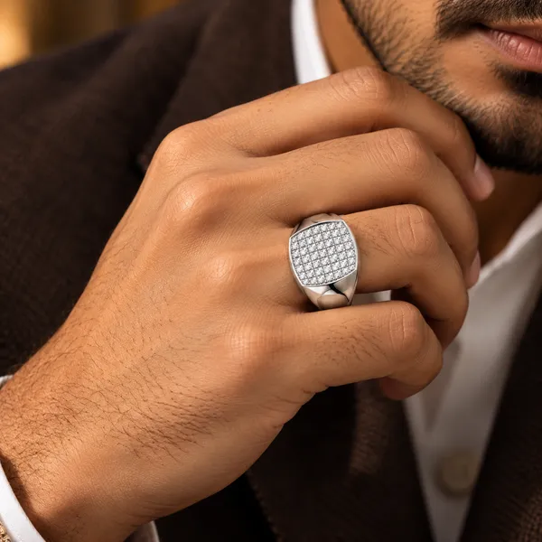 MAK_LUXE_Premium_925_Sterling_Silver_Men's_Square_Signet_Ring_with_Sparkling_Diamond-Cut_Stones_|_Luxury_Statement_Ring_for_Men
