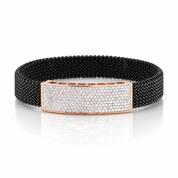 MAK_Luxe_Premium_Men’s_Black_Mesh_Bracelet_with_Rose_Gold_CZ_Diamond_Bar_|_Luxury_Stylish_Bracelet_for_Men