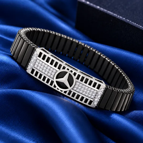MAK_Luxe_Premium_Men’s_Black_&_Silver_CZ_Diamond_Bracelet_|_Luxury_Geometric_Emblem_Designer_Bracelet_for_Men