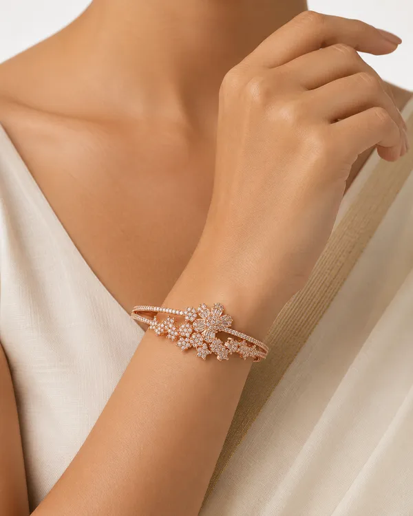 MAK_LUXE_925_Sterling_Silver_Rose_Gold_Plated_Floral_Crystal_Studded_Designer_Bangle_for_Women_|_Elegant_Bracelet