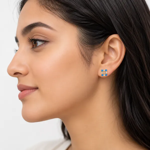 Mak_Luxe_925_SILVER_Sterling_Golden_Mosaic_Diamond_Stud_Earrings