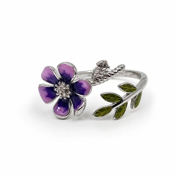 Mak_Luxe_925_Sterling_Silver_Purple_Blossom_&_Rose_Vine_925_Sterling_Silver_Open_Ring