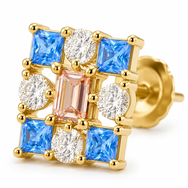 Mak_Luxe_925_SILVER_Sterling_Golden_Mosaic_Diamond_Stud_Earrings