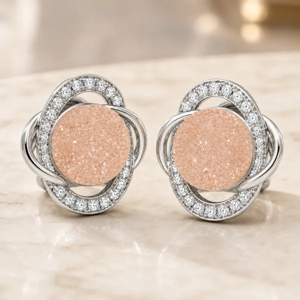 Mak_Luxe_925_SILVER_Sterling_Celestial_Peach_Druzy_Silver_Stud_Earrings