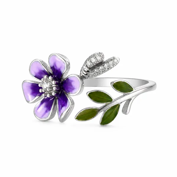 Mak_Luxe_925_Sterling_Silver_Purple_Blossom_&_Rose_Vine_925_Sterling_Silver_Open_Ring