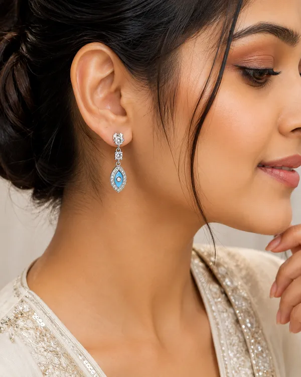 MAK_LUXE_925_Sterling_Silver_Blue_Evil_Eye_Drop_Earrings_for_Women_|_CZ_Studded_Elegant_Dangle_Earrings