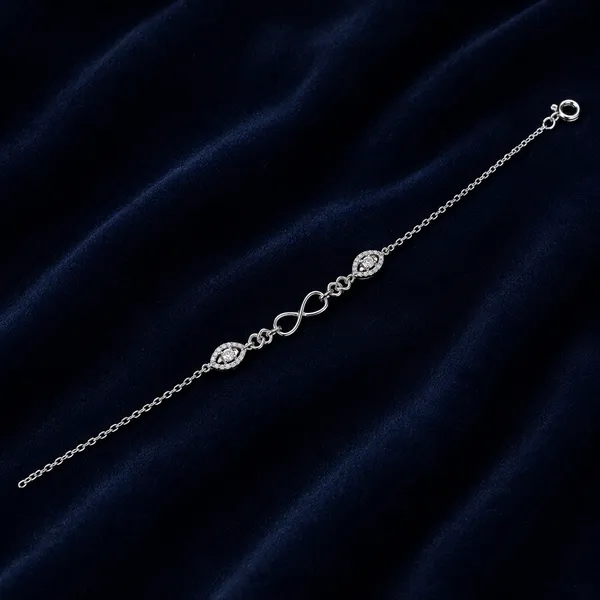 MAK_LUXE_925_Sterling_Silver_Infinity_Bracelet_for_Women_|_Crystal_Studded_Elegant_Chain_Bracelet