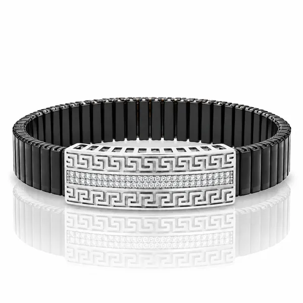 Silver_Greek_Key_Gemstone_Men_Bracelet