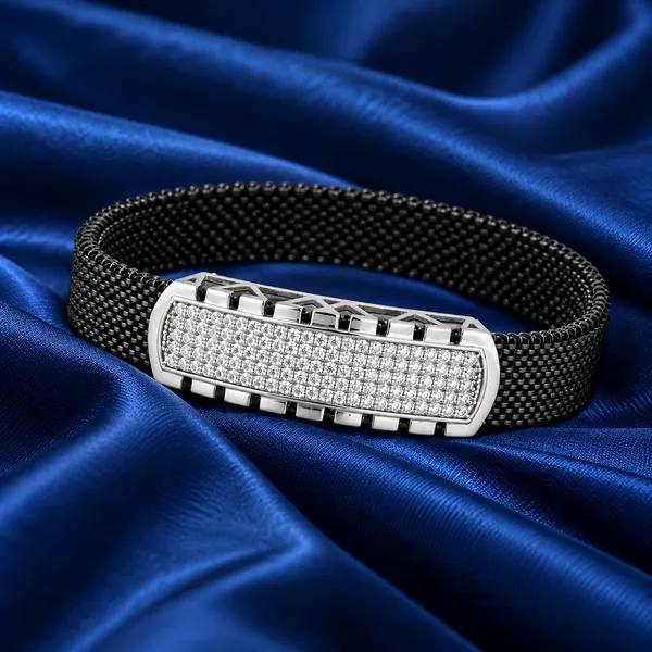 Silver_Pavé_Mesh_Men_Bracelet