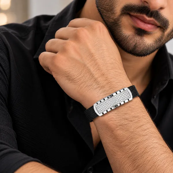 Silver_Pavé_Mesh_Men_Bracelet