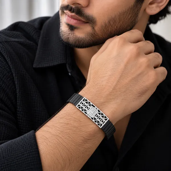Silver_and_Black_Geometric_Bracelet