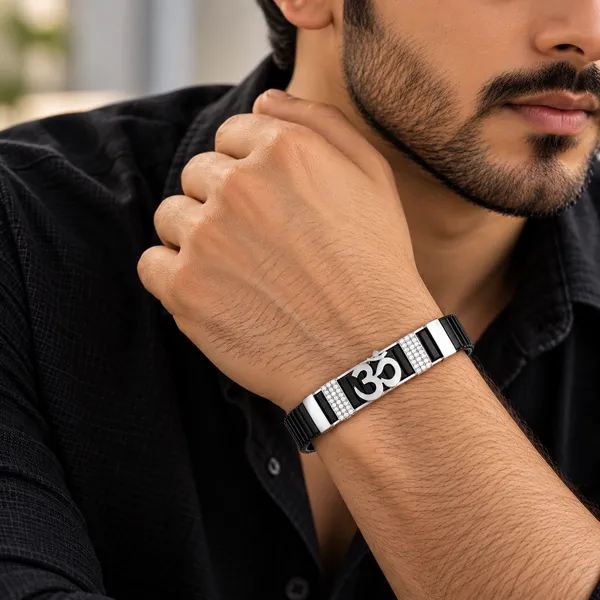 Silver_and_Black_Om_Men_Bracelet