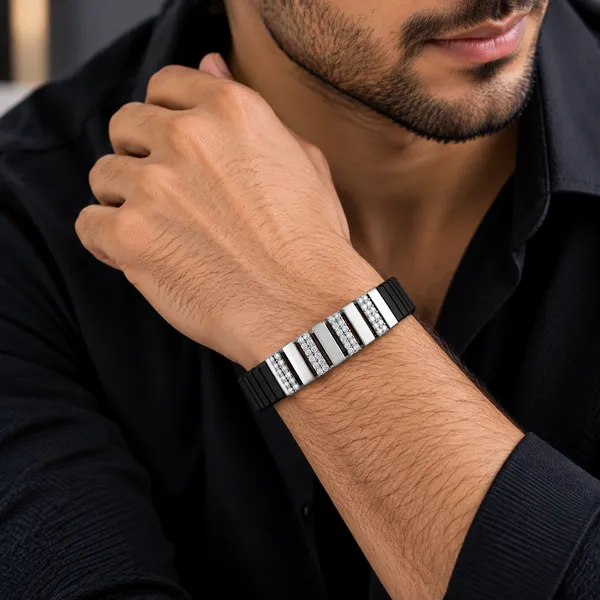 Silver_and_Gemstone_Link_Men_Bracelet