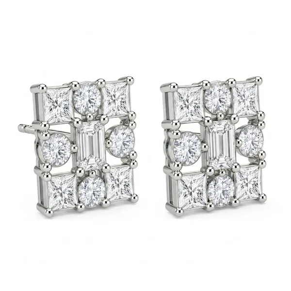 Mak_Luxe_925_SILVER_Sterling_Silver_Mosaic_Diamond_Stud_Earrings