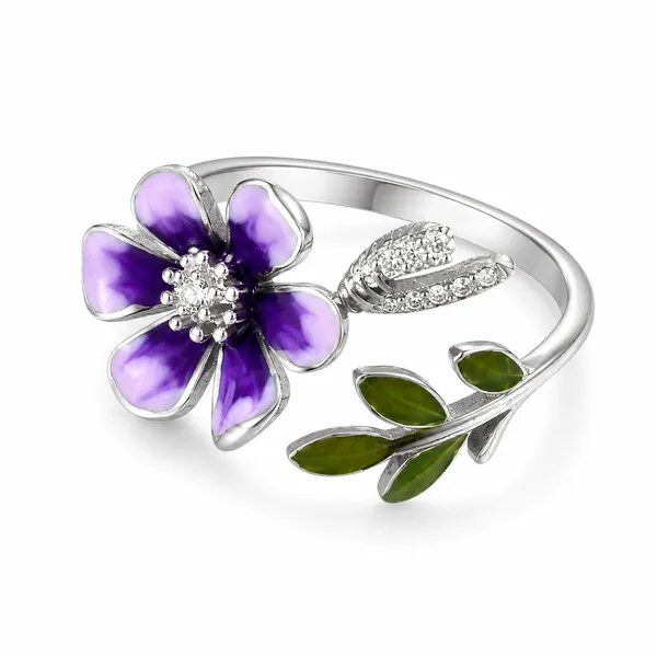 Mak_Luxe_925_Sterling_Silver_Purple_Blossom_&_Rose_Vine_925_Sterling_Silver_Open_Ring