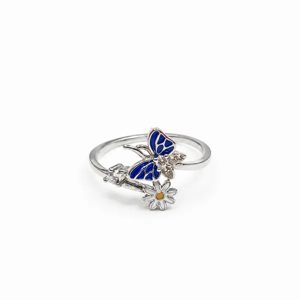 Mak_Luxe_925_Sterling_Silver_Blue_Butterfly_&_Daisy_Sparkle_925_Sterling_Silver_Ring