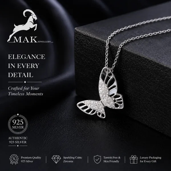 Mak_Luxe_925_Sterling_Silver_Butterfly_Sparkling_Silver_Pendent_With_Chain