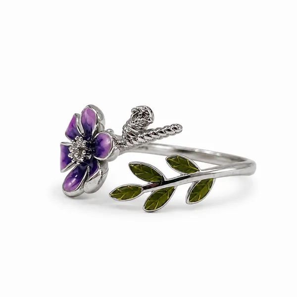 Mak_Luxe_925_Sterling_Silver_Purple_Blossom_&_Rose_Vine_925_Sterling_Silver_Open_Ring