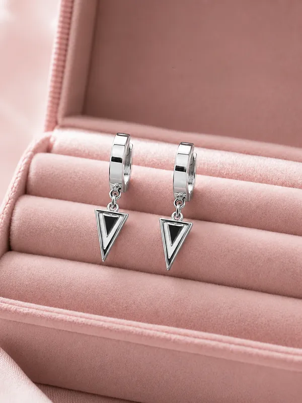 Mak_Luxe_925_Sterling_Silver_Black_Enamel_Geometric_Triangle_Drop_Earrings_for_Women