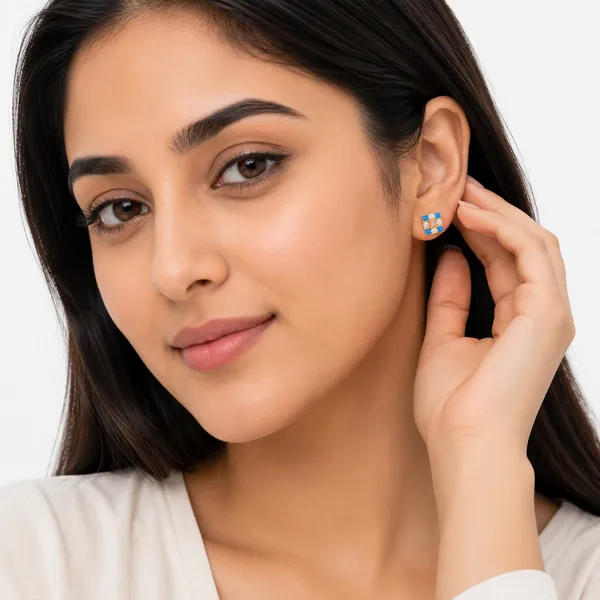 Mak_Luxe_925_SILVER_Sterling_Golden_Mosaic_Diamond_Stud_Earrings