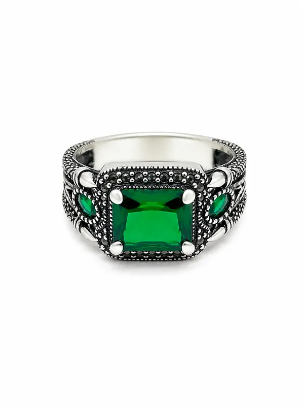 Mak_Luxe_925_Streling_Silver_Royal_Emerald_Vintage_Women’s_Statement_Ring