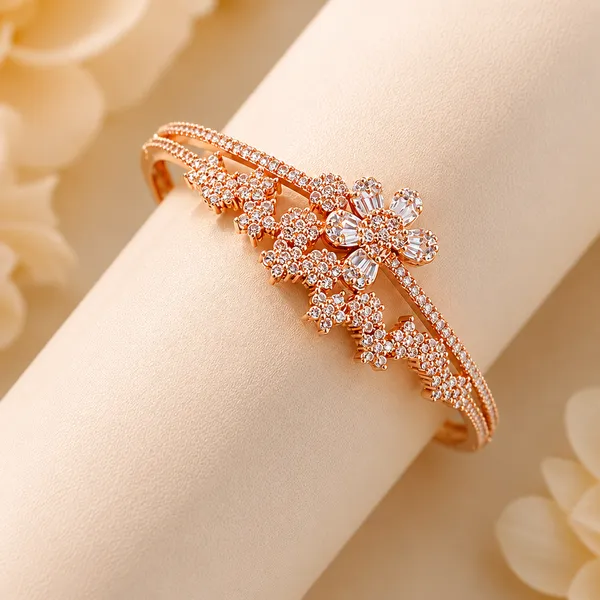 MAK_LUXE_925_Sterling_Silver_Rose_Gold_Plated_Floral_Crystal_Studded_Designer_Bangle_for_Women_|_Elegant_Bracelet